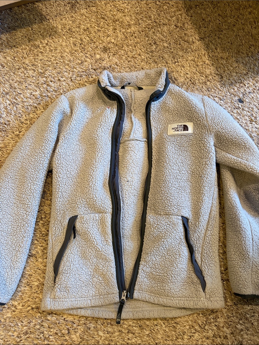 The North Face Gray Sherpa Fleece Full-Zip Jacket